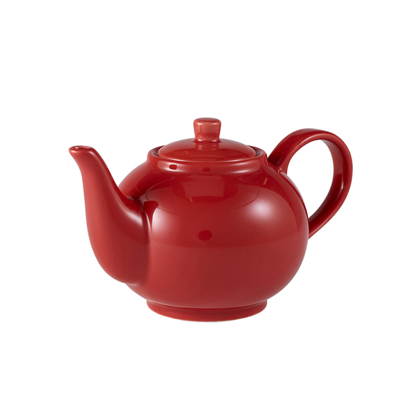 Genware Porcelain Red Teapot 45cl/ 15.75oz (Pack of 6)