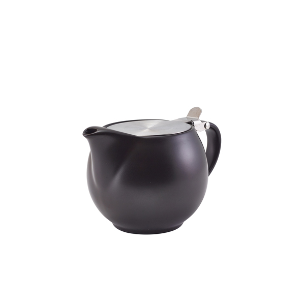 GenWare Porcelain Matt Black Teapot with St/St Lid & Infuser 50cl/ 17.6oz (Pack of 6)