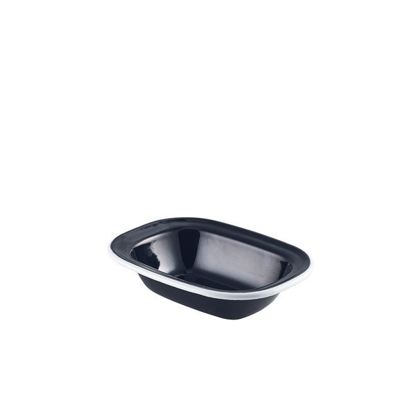 [BC-N44016BK] Enamel Pie Dish Black with White Rim 16cm (Pack of 12)