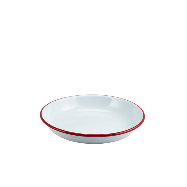 [BC-N45620WHR] Enamel Rice/ Pasta Plate White with Red Rim 20cm (Pack of 12)