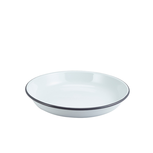 [BC-N45624WHG] Enamel Rice/ Pasta Plate White with Grey Rim 24cm (Pack of 12)
