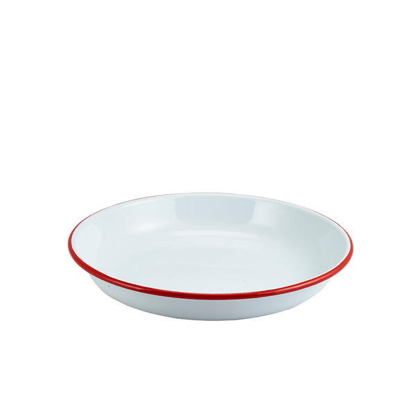 [BC-N45624WHR] Enamel Rice/ Pasta Plate White with Red Rim 24cm (Pack of 12)