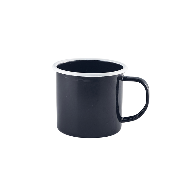 [BC-N50018BK] Enamel Mug Black with White Rim 36cl/ 12.5oz (Pack of 12)