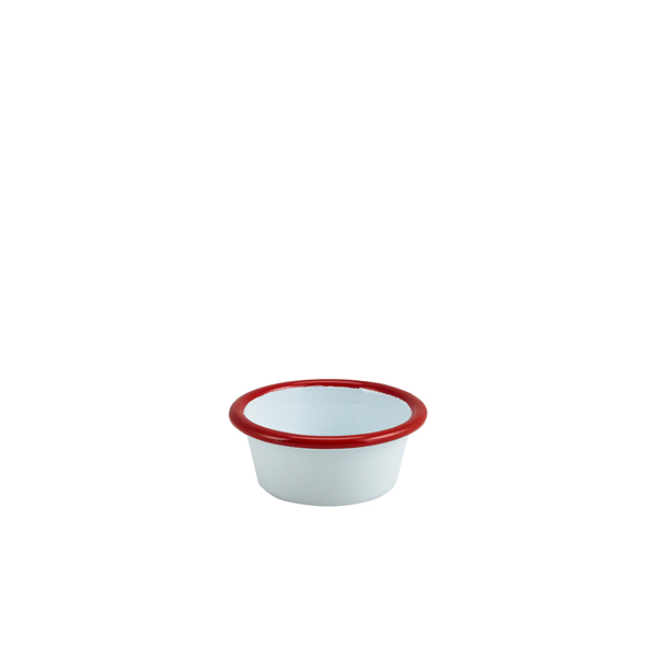 [BC-N52308WHR] Enamel Ramekin White with Red Rim 8cm Dia 90ml/ 3.2oz (Pack of 12)