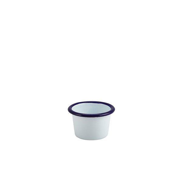 Enamel Ramekin White with Blue Rim 7cm Dia 90ml/ 3.2oz (Pack of 12)