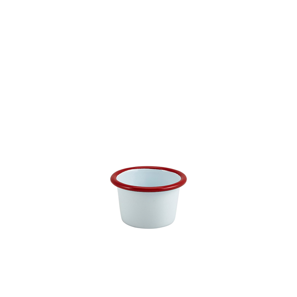 Enamel Ramekin White with Red Rim 7cm Dia 90ml/ 3.2oz (Pack of 12)