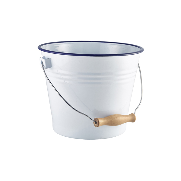 [BC-N58522] Enamel Bucket White with Blue Rim 22cm Dia (Pack of 4)