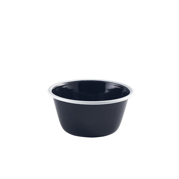 [BC-N59512BK] Enamel Deep Pie Dish Black with White Rim 12cm (Pack of 12)