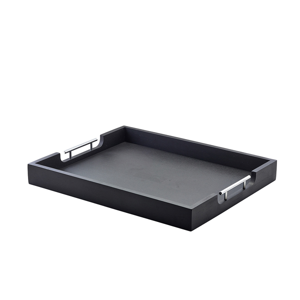 [BC-NBTM5544BK] GenWare Solid Black Butlers Tray with Metal Handles 54.5 x 44cm