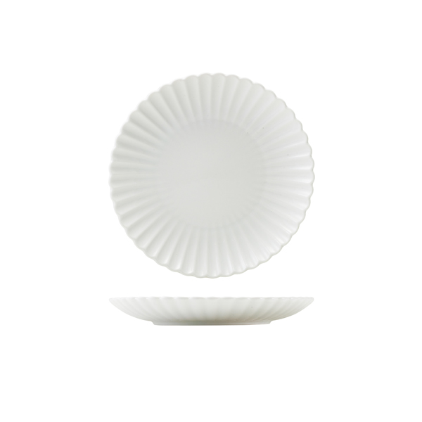 [BC-NCP-ISC20] Incise Porcelain Scalloped Coupe Plate 20cm (Pack of 6)