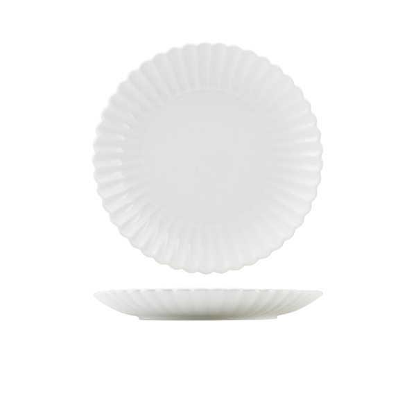 [BC-NCP-ISC26] Incise Porcelain Scalloped Coupe Plate 26cm (Pack of 6)