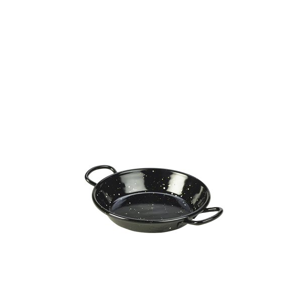 [BC-NE0212] Black Enamel Miniature Paella Pan 12cm (Pack of 6)
