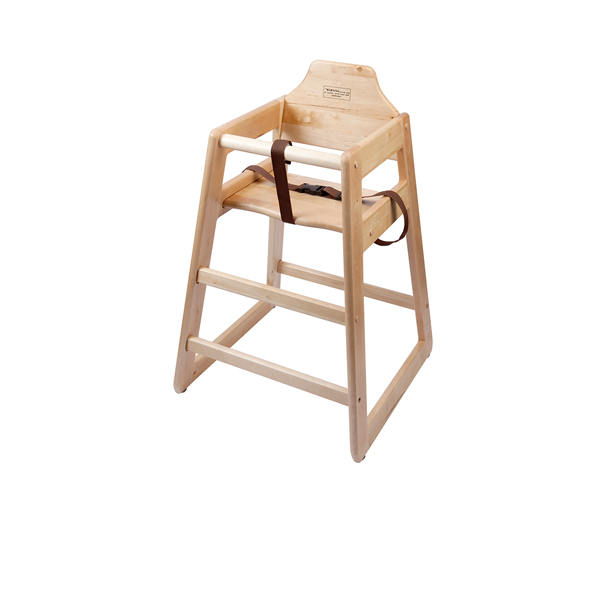 Wooden High Chair - Light Wood