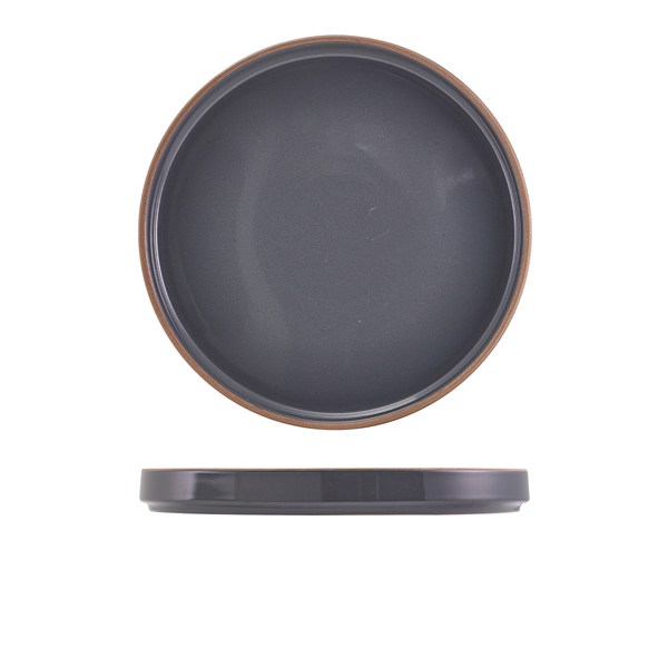 [BC-NLP-KDG25] GenWare Kava Dark Grey Stoneware Presentation Plate 25cm (Pack of 6)