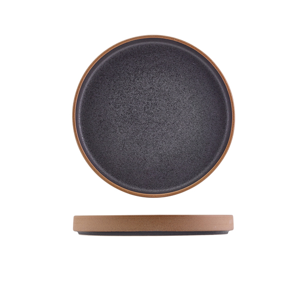 [BC-NLPR-KBK20] GenWare Kava Black Stoneware Raw Wall Presentation Plate 20cm (Pack of 6)