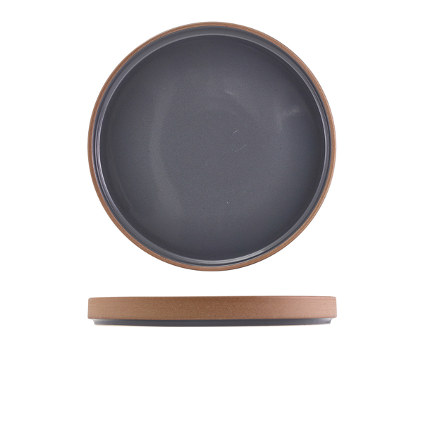 [BC-NLPR-KDG25] GenWare Kava Dark Grey Stoneware Raw Wall Presentation Plate 25cm (Pack of 6)