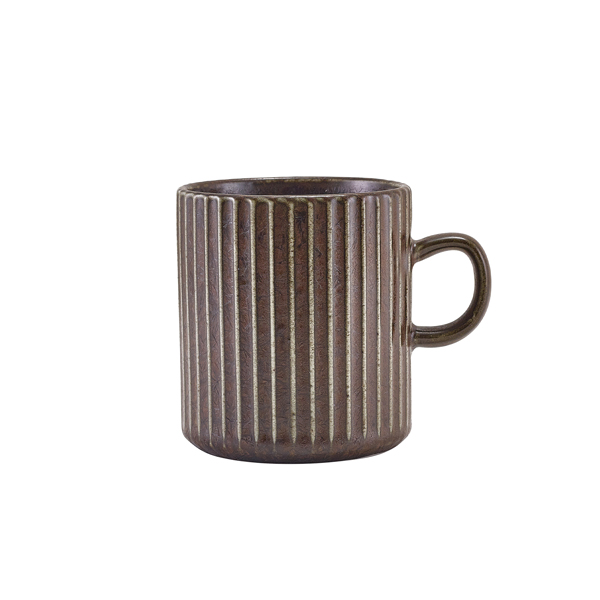 [BC-NMUG-PBKF32] Terra Porcelain Black Fluted Mug 32cl/11.25oz (Pack of 6)