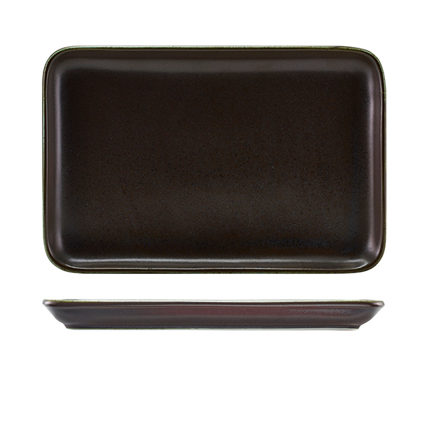 Terra Porcelain Black Rectangular Platter 30 x 20cm (Pack of 3)