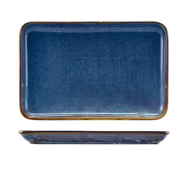 Terra Porcelain Aqua Blue Rectangular Platter 30 x 20cm (Pack of 3)