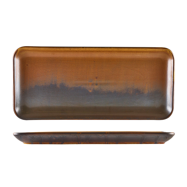 Terra Porcelain Rustic Copper Narrow Rectangular Platter 36 x 16.5cm (Pack of 3)