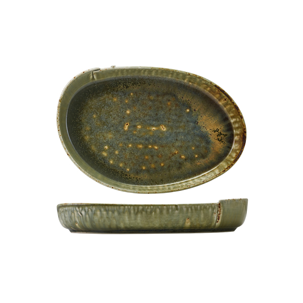 [BC-NPL-KMD28] Kozo Porcelain Midori Oval Plate 28cm (Pack of 6)