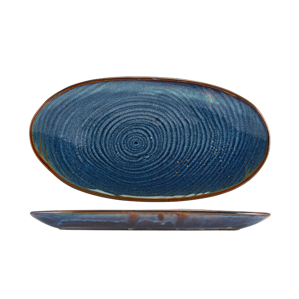Terra Porcelain Aqua Blue Organic Platter 31cm (Pack of 6)