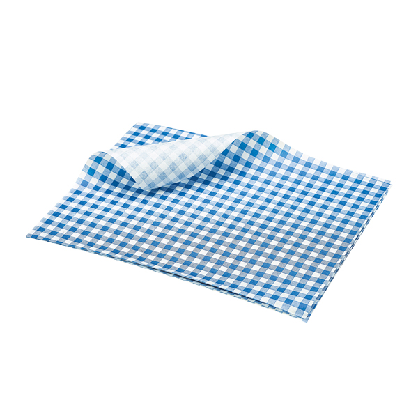 Greaseproof Paper Blue Gingham Print 25 x 20cm