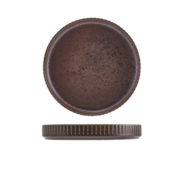 [BC-NPR-PBKF18] Terra Porcelain Black Fluted Presentation Plate 18cm (Pack of 6)