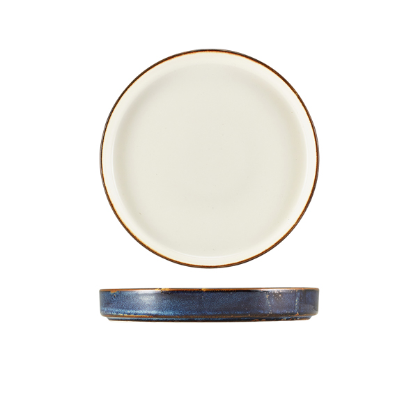 [BC-NPRT-PBL18] Terra Porcelain Aqua Blue Two Tone Presentation Plate 18cm (Pack of 6)