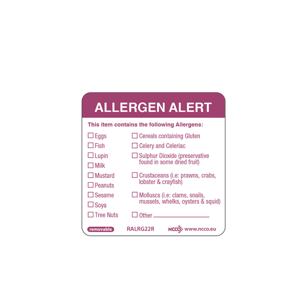 50X50mm Removable Allergen Label (500)