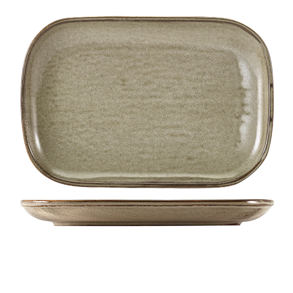 Terra Porcelain Grey Rectangular Plate 34.5 x 23.5cm (Pack of 6)
