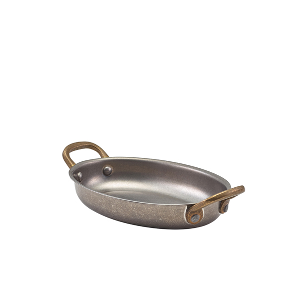 [BC-NSSD16V] GenWare Vintage Steel Oval Dish 16.5 x 12.5cm (Pack of 6)
