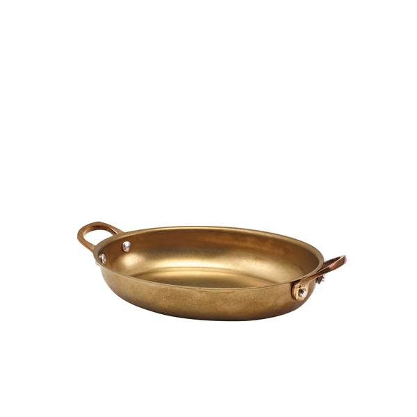 GenWare Gold Vintage Steel Oval Dish 20.75 x 15.75cm (Pack of 6)