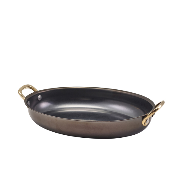 [BC-NSSD24BKV] GenWare Black Vintage Steel Oval Dish 24.5 x 17.5cm (Pack of 6)