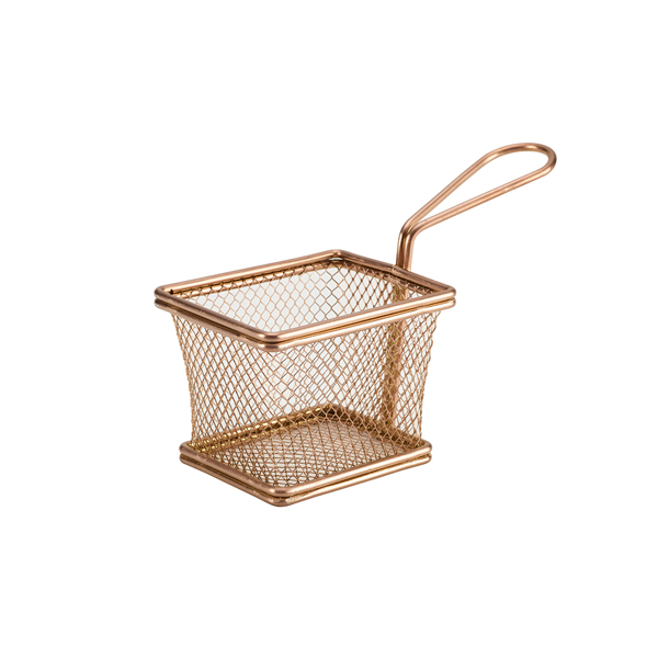 Copper Serving Fry Basket Rectangular 10 x 8 x 7.5cm (Pack of 6)