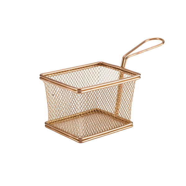Copper Serving Fry Basket Rectangular 12.5 x 10 x 8.5cm (Pack of 6)