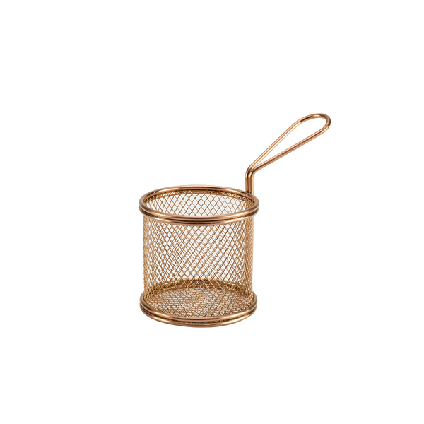 Copper Serving Fry Basket Round 9.3 x 9cm (Pack of 6)