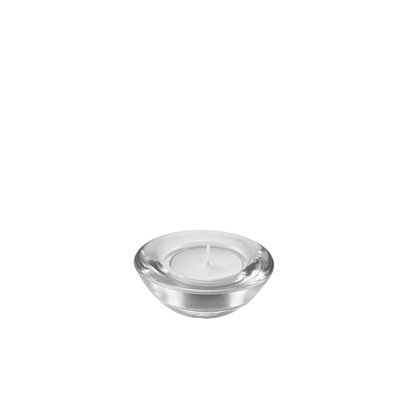 [BC-NTLH7] Genware Glass Round Tealight Holder 75mm Dia (Pack of 12)
