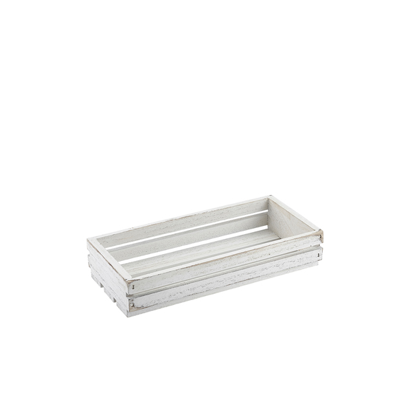 Genware White Wash Wooden Crate 25 x 12 x 5cm