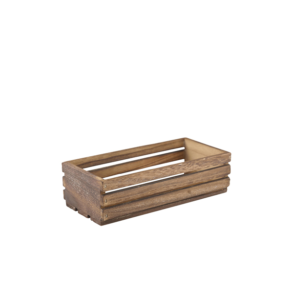 Genware Dark Rustic Wooden Crate 25 x 12 x 7.5cm