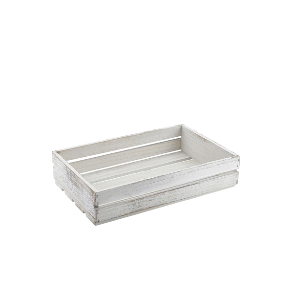 [BC-NTR225W] Genware White Wash Wooden Crate 35 x 23 x 8cm