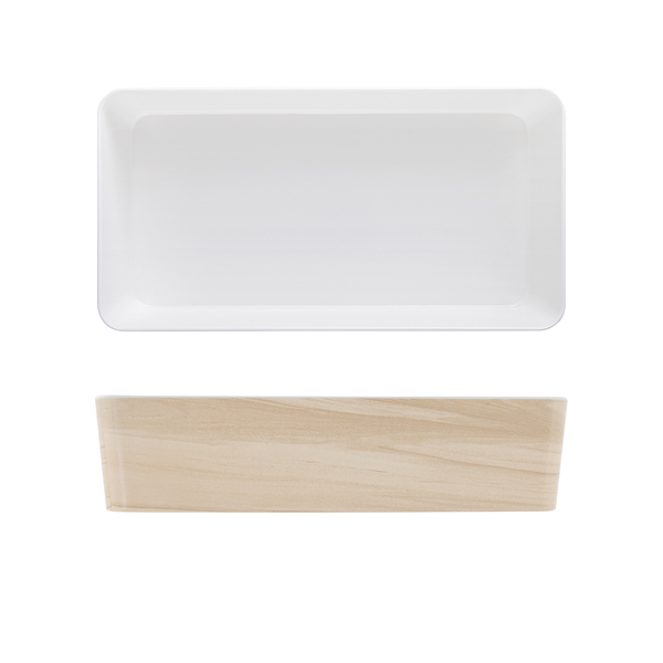 [BC-NTY350255] White Oak Tokyo Melamine Bento Outer Box 34.8 x 18 x 7.8cm (Pack of 3)