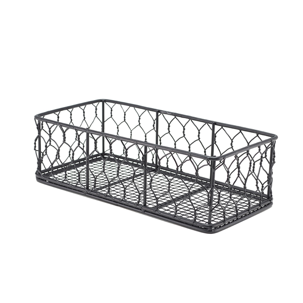 GenWare Rectangular Black Wire Basket 25 x 12 x 7.5cm (Pack of 6)