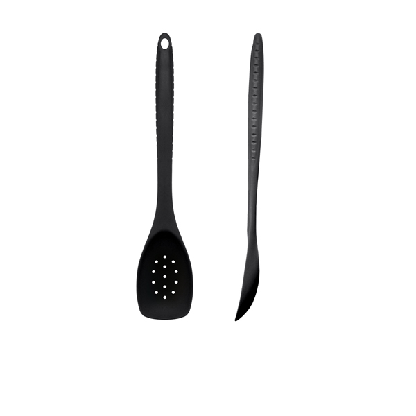 [BC-NUT300102] Black Silicone Slotted Spoon 30cm