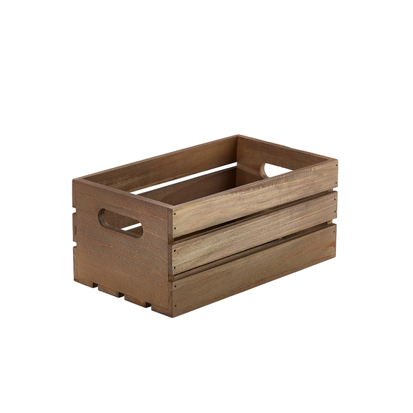 [BC-NWDC-2716D] Genware Dark Rustic Wooden Crate 27 x 16 x 12cm
