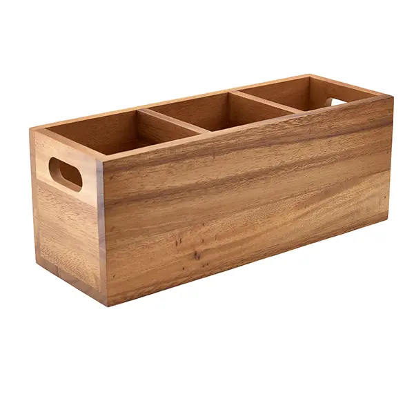 [BC-NWDCB-3] GenWare Acacia Wood 3 Compartment Cutlery Box