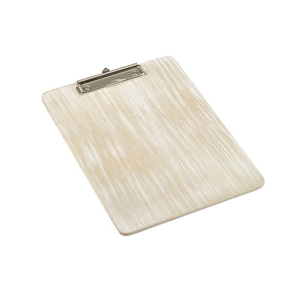 [BC-NWMC24W] White Wash Wooden Menu Clipboard A4 24x32x0.6cm