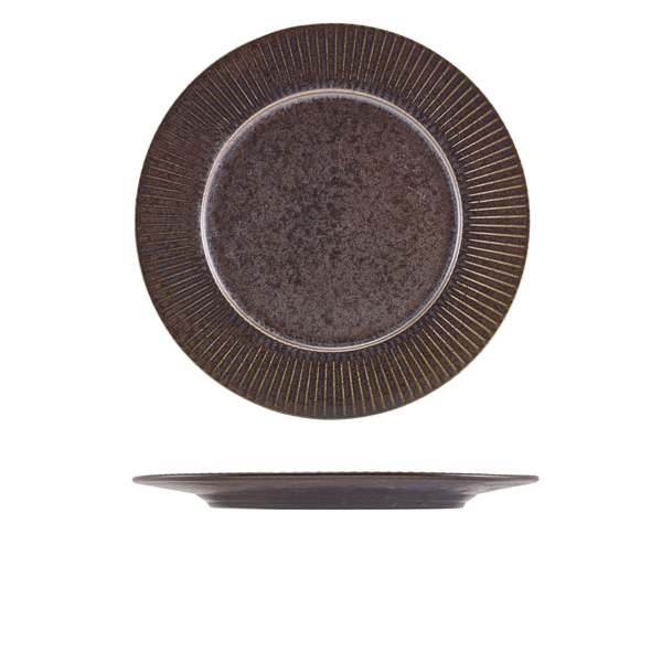 Terra Porcelain Black Fluted Winged Plate 26cm (Pack of 6)