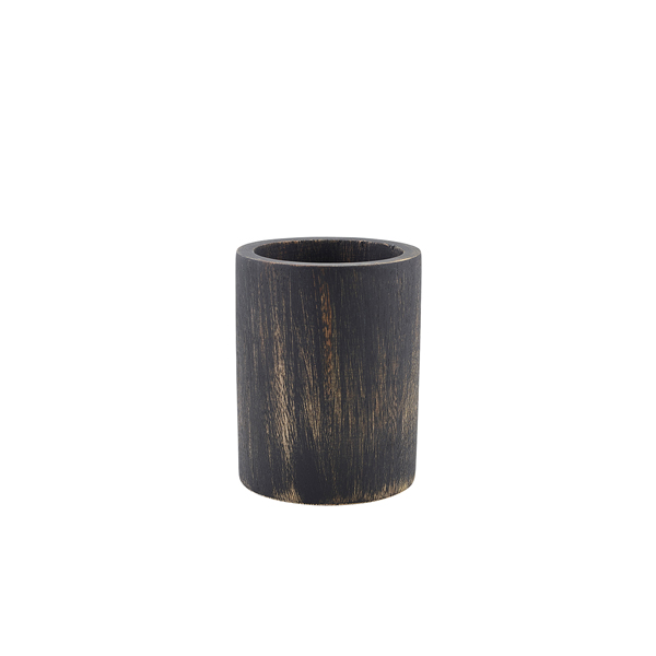 [BC-NWCC10BK] GenWare Black Wash Acacia Wood Cutlery Cylinder