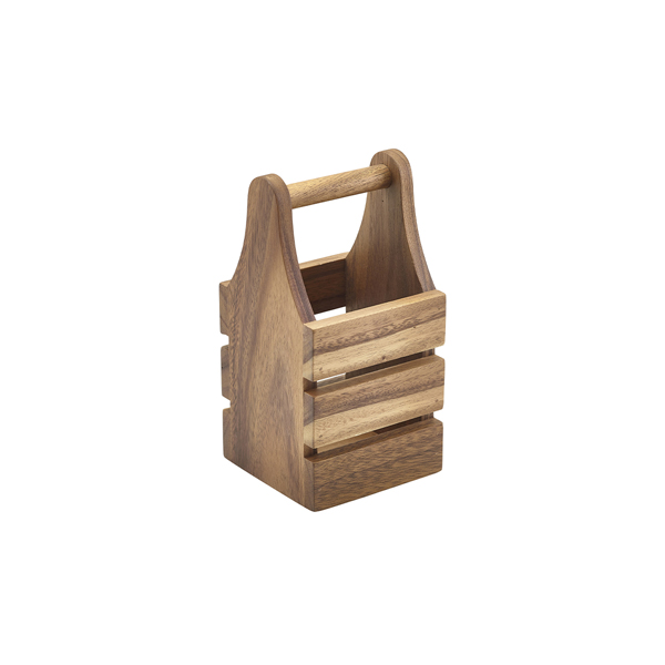 Acacia Wood Cutlery Holder 10 x 10 x 20cm